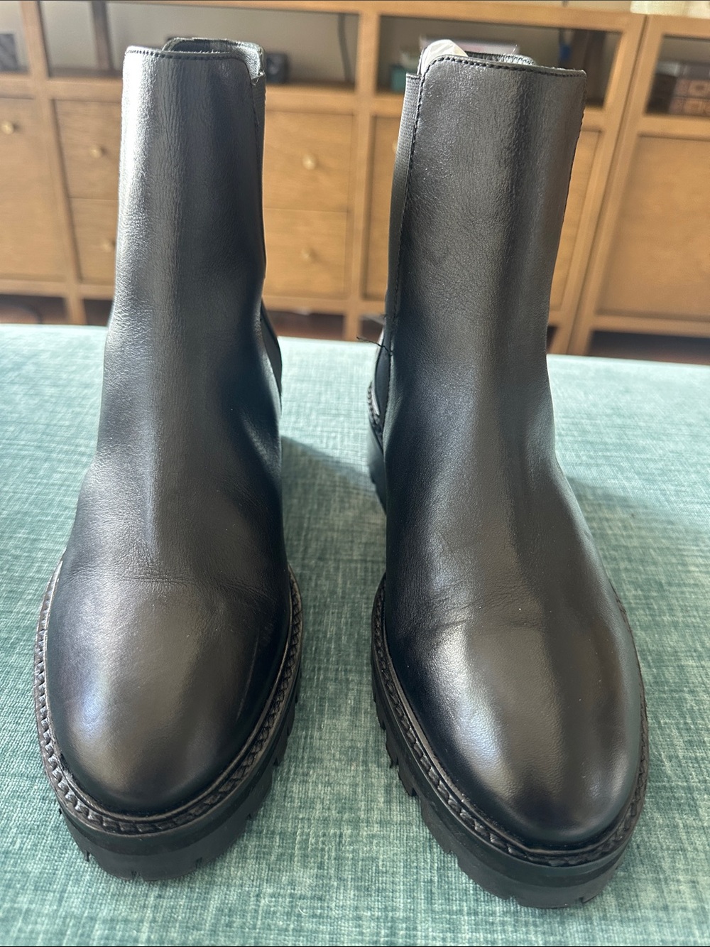 Women's Black Leather Ankle Booties - Sleek Slip-On Style